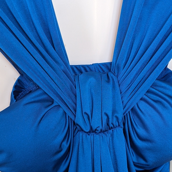 Jewel Toned Vibrant Blue Silky Party Holiday Dress Size S Blue - Picture 8 of 12